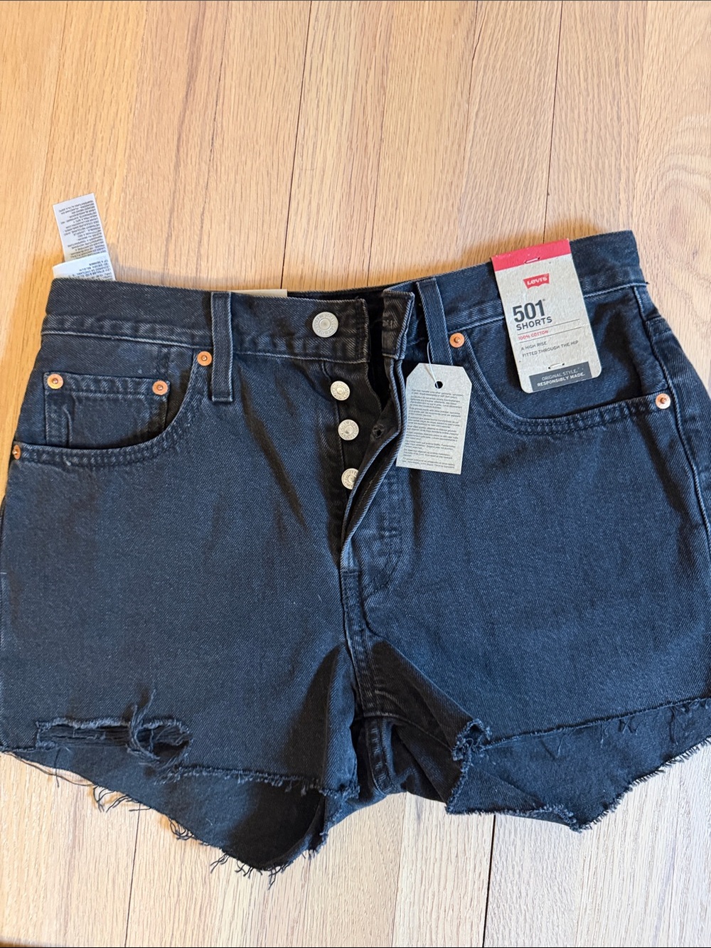 Levi's Black 501 Button-Fly Denim Shorts